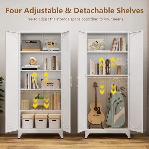 Polup 75" Tall Metal Kitchen Pantry Storage Cabinet with Doors and Shelves