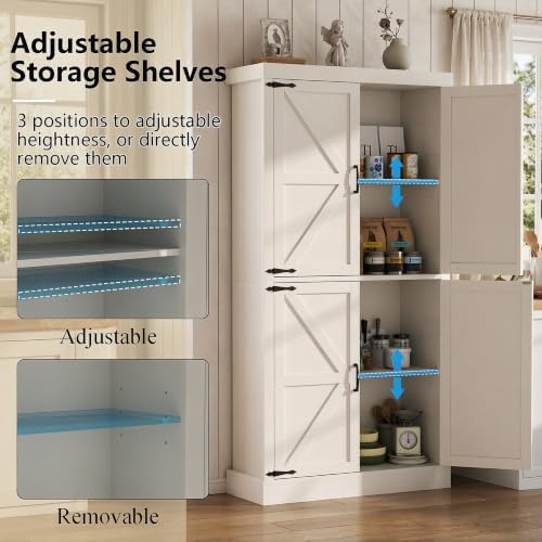 Kitchen Pantry Cabinet, 70" Tall Storage Cabinet with 2 Adjustable Shelves
