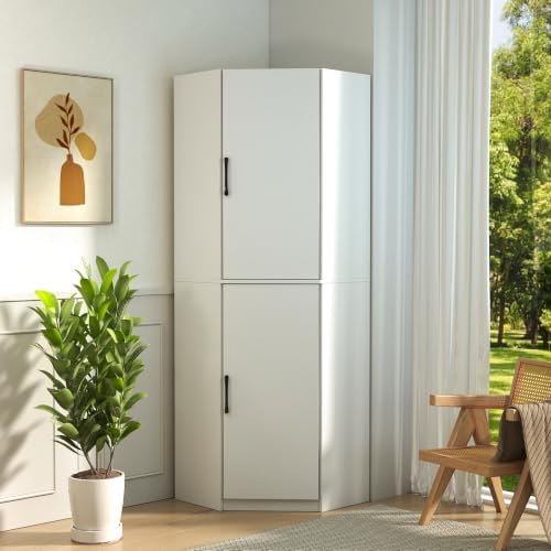 KEIKI Kitchen Pantry Cabinet, 70.87" Freestanding L-Shaped Storage Cabinet