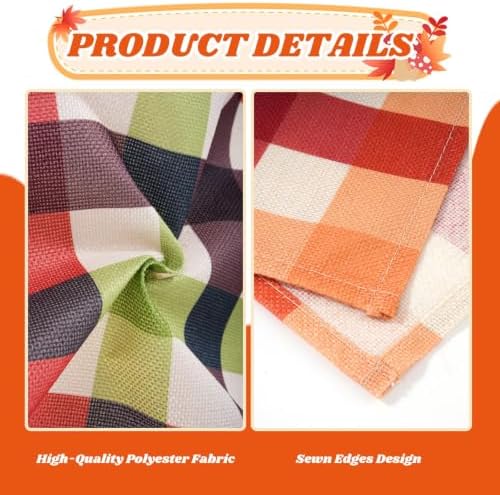 6 Pcs Fall Plaid Table Runner 72 X 13 Inch Thanksgiving Gingham Table Decor