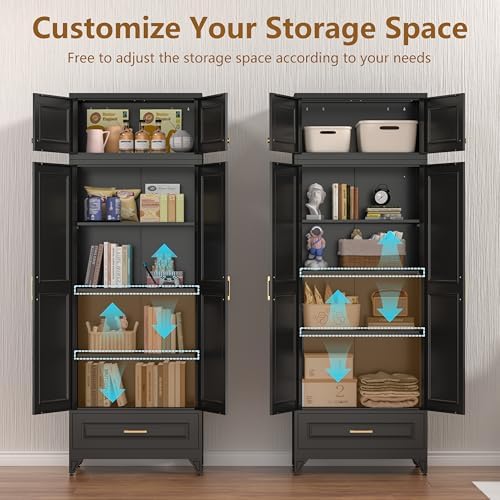 Polup Kitchen Pantry Cabinet, 90" Tall Metal Storage Cabinet with Doors