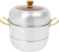 3-Tier Food Steamer Pot for Cooking, Stainless Steel Steamer Pot with Lid, Stackable Steaming Pots for 4-6 People, Steam Cooker Cookware for Dumpling Seafood, Compatible with Gas Stove (12.6 Diameter)