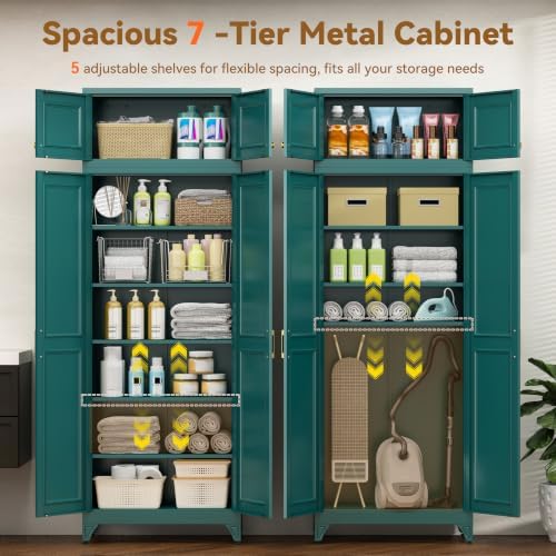 Polup 90" Pantry Cabinet, Tall Metal Storage Cabinet with Doors and Shelves