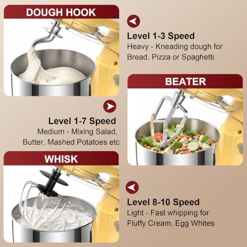 Honinst 4QT Electric Stand Mixer, 10-Speed Tilt-Head Compact Kitchen Mixer