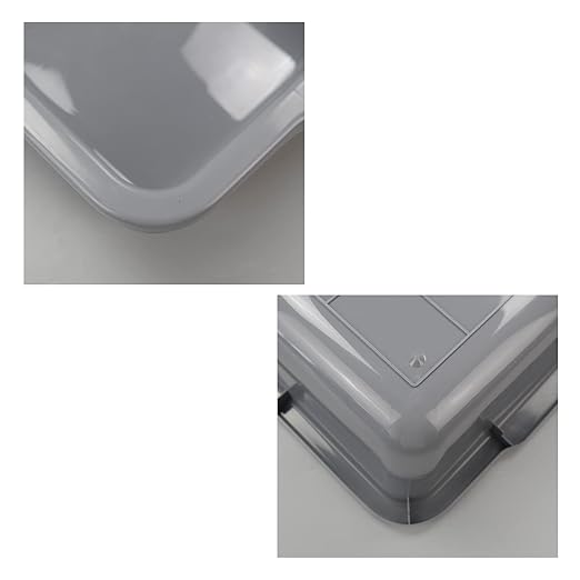 4-Pack 32 L Plastic Commercial Bus Box, Large Bus Tubs, Gray