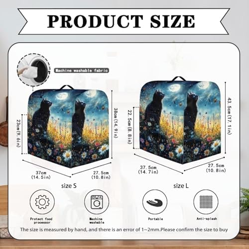 Black Cat Flower Stand Mixer Covers Universal 4.5-5 Quart Stand Mixer Covers Protector Dust Cover Accessories Kitchen Decoration