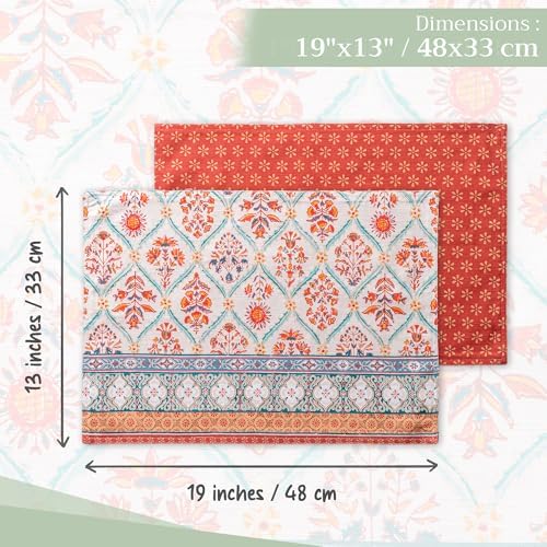 Maison d' Hermine Placemats Set of 4 Reusable 100% Cotton (13"x19")