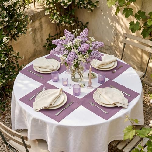 Solino Home 100% Pure Linen Placemats Mulberry, Fete 14 x 19 in, Set of 4