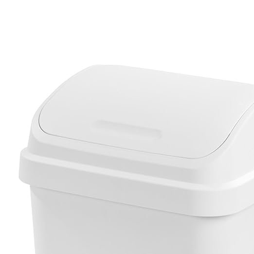 Sterilite 8-Pack Swing Top Wastebasket, Sleek Square Profile Trash Can, 13 Gallon, White - Modern Garbage Bin for Kitchen, Bathroom, Garage and Workspace, Fits 13 Gal Liners