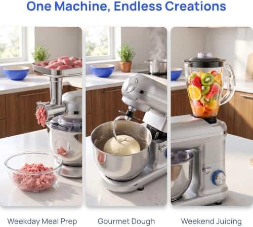 6-In-1 Stand Mixer with Juicer Machines Meat Grinder Electric Sausage Maker