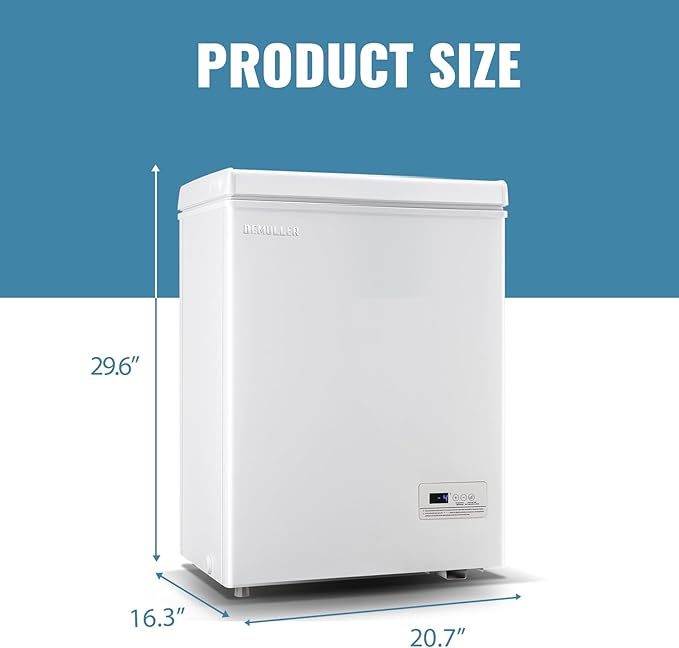 Chest Freezer Small Deep Freeezer with 2 Removable Baskets, Compact Freezer with Digital Control Panel accurate to 1 ℉, Mini Freezer for Homes Garages Basements White