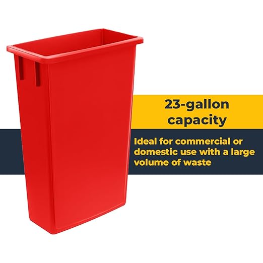 3 Pack 23 Gallon Waste Bin with Dolly, Heavy-Duty Trash Can, Slim Rectangular Garbage Bin, Durable Waste Container, Recycling Bin, Plastic Wastebasket for Kitchen, Garage, Restaurants, Office