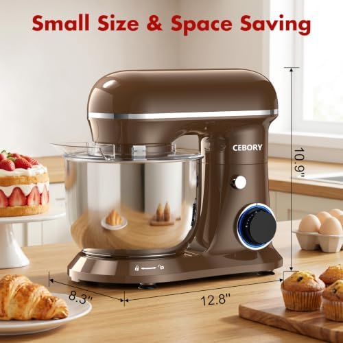 CEBORY Stand Mixer, 4QT 10+P-Speed Electric Kitchen Mixer with Bowl