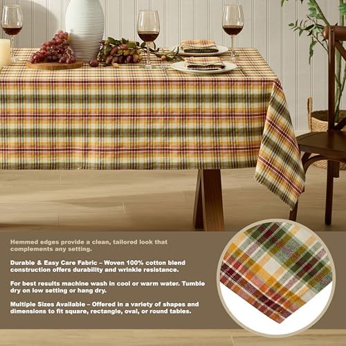 Newbridge Thanksgiving Wheatfield Plaid 52 x 70 Inch Rectangle Tablecloth