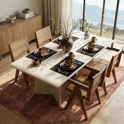 Solino Home 100% Linen Woven Placemats Black, Fete 14 x 19 in, Set of 4