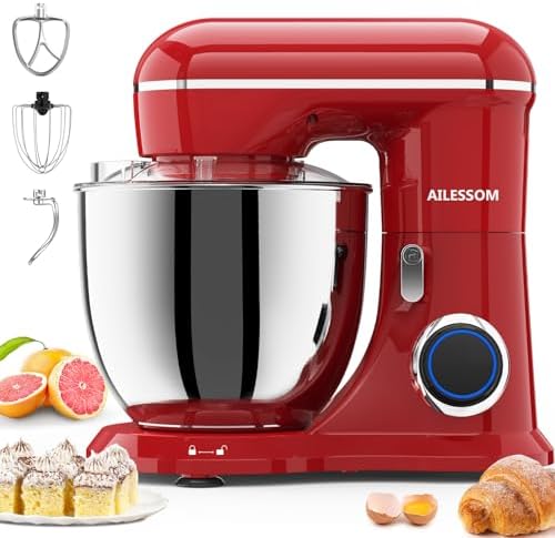 Stand Mixer, 6.5QT Household food mixer, 10-Speed Tilt-Head Electric Kitchen Mixer with 304 Stainless Steel Bowl, Dough Hook, Whisk & Beater, Splash Guard, Ideal for Baking Bread, Cake & Whipping