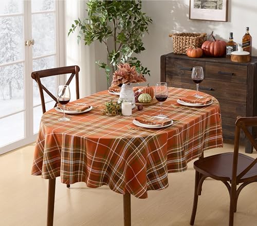 Thanksgiving Culloden Plaid 60 x 84 Inch Oval 100% Cotton Tablecloth