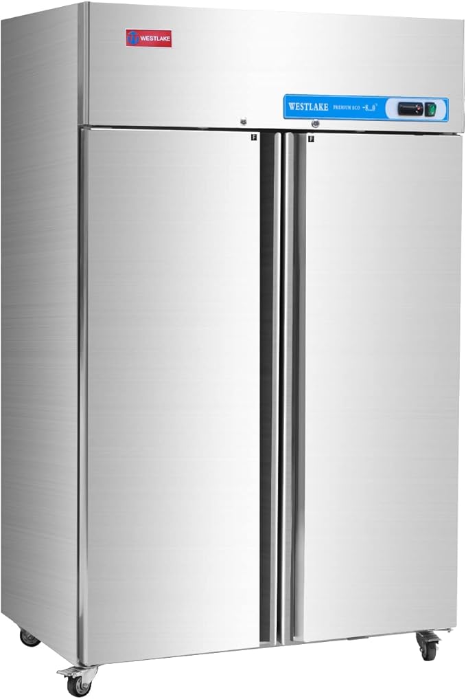 WESTLAKE Commercial Freezer 48"W 2 door 2 Section Stainless Steel Reach in Solid door Fan Cooling 36 Cu.ft Freezer for Restuarant, Bar, Shop, etc