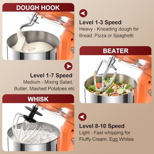 Honinst 4QT Electric Stand Mixer, 10-Speed Tilt-Head Compact Kitchen Mixer