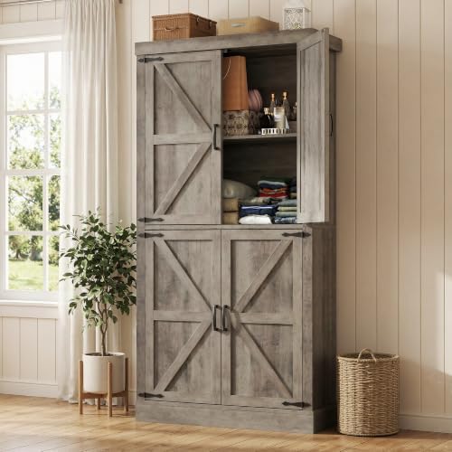 Kitchen Pantry Cabinet, 70" Tall Storage Cabinet with 2 Adjustable Shelves