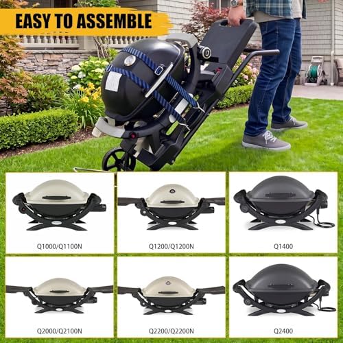 Portable Grill Cart for Weber Q1200, Q1000, Q2200, Q2000, Collapsible Griddle Stand for Blackstone 17" 22" Table Top Griddles, Outdoor Portable Folding Cart