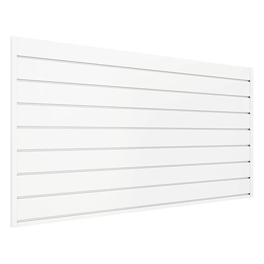Slatwall Panel 4 FT x 2 FT, Interlocking Slat Wall Paneling, Wall Mounted PVC Wallpanel, Suitable for Garage Storage and Organizer, Slatwall Board, Shelves - White