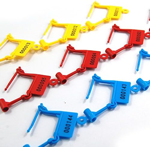 Plastic Security Padlock Seals Numbered Tamper Proof Disposable Self-Locking Plastic Medical Tags (Pack of 100 PCS) (Yellow)