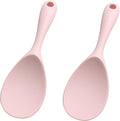 2PCS 8.8 Inch Silicone Rice Paddle Spoon, Pink Non Stick Rice Spatula, Heat Resistant Rice Cooker Spoon for Rice, Salads, Mashed Potato