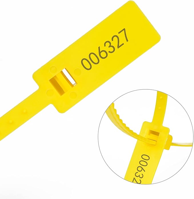 Security Seals Self Locking Tamper Evident Shipping Seals with Numbered Tags & Pull Tight Straps (Truck & Trailer) - 337 mm (13.2" Yellow 1K PCS)