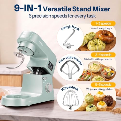 VIVOHOME 9-in-1 Stand Mixer with Fermentation & Timer, 7.5-Quart, Blue