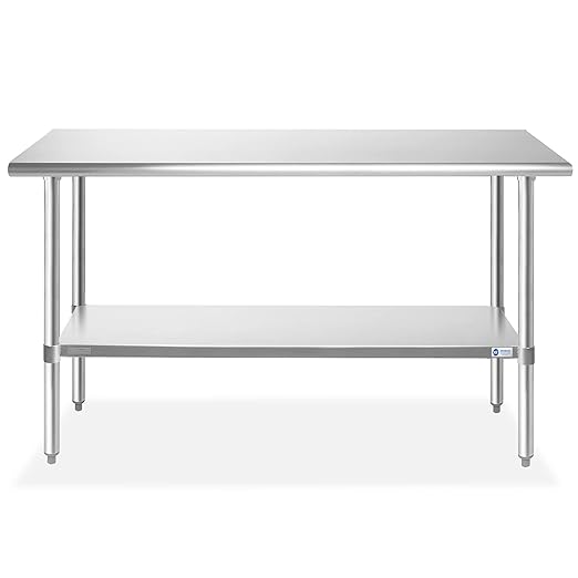 GRIDMANN Stainless Steel Work Table 60 x 24 Inches, NSF Commercial Kitchen Prep Table with Under Shelf for Restaurant and Home
