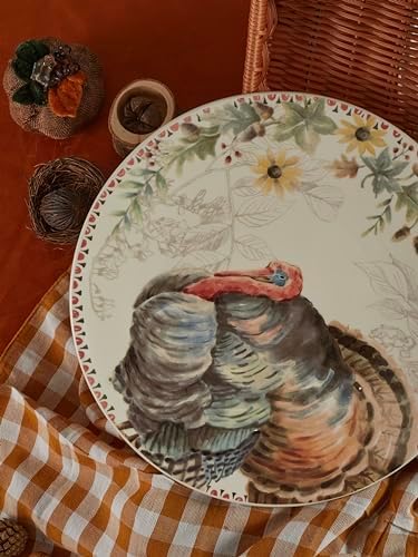 Bico Blessing Season Dinner Plates Set of 4, 11 Inch Large Ceramic Plates for Pasta, Steak, Stylish Serving Dishes, Microwave and Dishwasher Safe, Gift for Housewarming and Thanksgiving
