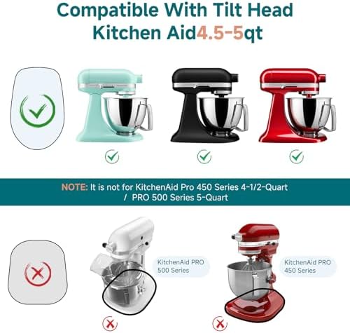 Sliding Mat for Kitchen aid 4.5-5 Qt Stand Mixer with 1Pc Gourmet Bowl Scraper and 2Pcs Cord Organizer for Kitchen Appliance Slider (4.5-5 Qt 1Pc Silicone Dough Scraper and 2x Cord Organizer, Natural)