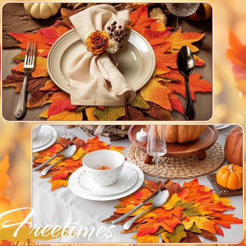 SmoothNovelty 6 Pcs 15" Fall Placemats, Thanksgiving Leaf Mats, Multicolor