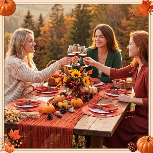 Fanfanwin 19 Pcs Fall Table Runner Placemat Set Thanksgiving Decor
