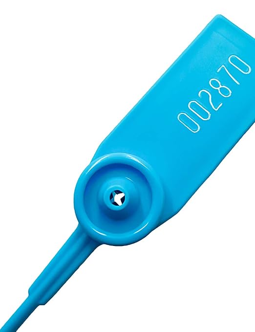 Plastic Numbered Security Seal Pull Tight Padlock Safety Tag Tamper Proof Tie Disposable Self-Locking Seals 11” Length,100pcs,Blue