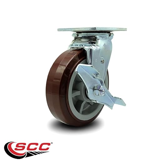 Service Caster Brand Replacement Caster for Uline Caster H-4942SWB - Swivel Top Plate Caster with 6 Inch Polyurethane Wheel and Top Lock Brake - Fits Platform, U-Boat and Panel Trucks H-6126
