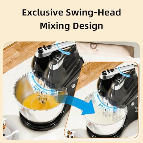 4.8QT 2-in-1 Stand Mixer, Black