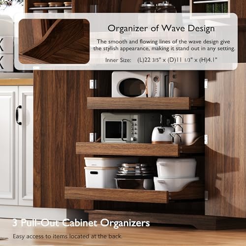 Merax Tall Kitchen Pantry Cabinet with Pull Out Shelves, Brown