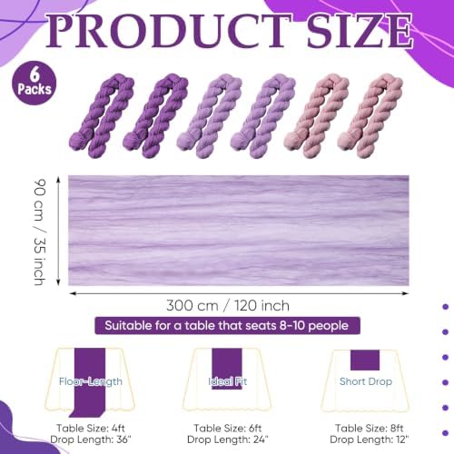 6 Pcs Lavender Dusty Purple Cheesecloth Table Runner 118"