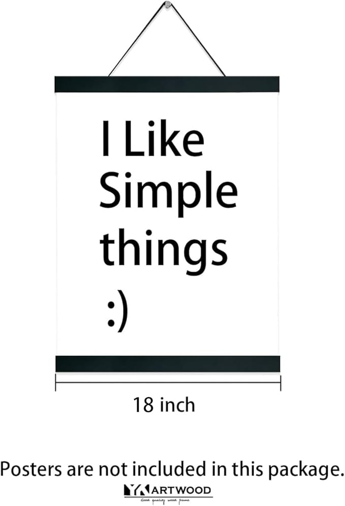 4 Pack Magnetic Poster Hanger Frame 18 inch Black- 18x24 18x12 18x28 Poster Frame for Wall Art Pictures Photos Prints Maps Diamond Art Painting