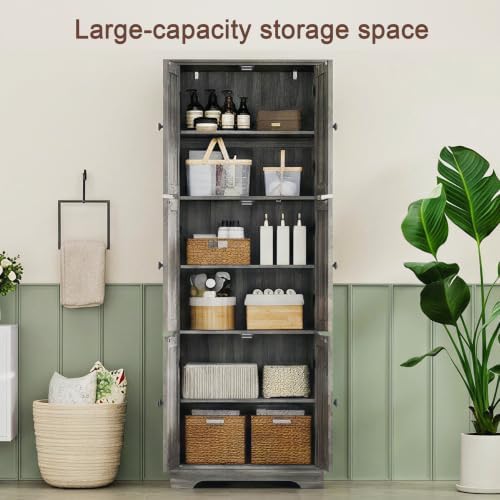 ChooChoo 63.2" Tall Bathroom Storage Cabinet with 6 Doors, Pantry Cabinet