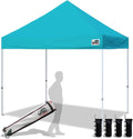 Eurmax USA Standard 10x10ft Patio Pop Up Canopy Tent for Outdoor Events Commercial Instant Canopies with Heavy Duty Roller Bag,Bonus 4 Canopy Sand Bags (Turquoise)