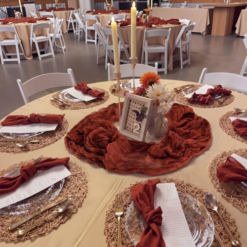 6 Pcs Fall Thanksgiving Cheesecloth Table Runners 118" Boho Gauze