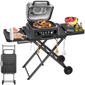 Grill Stand for Ninja Woodfire OG701, OG850, OG951, Portable Foldable Grill Table with Wheels & Side Shelf, 51" Large Space BBQ Table for Weber, Blackstone Griddle, Ooni Pizza Oven Accessories