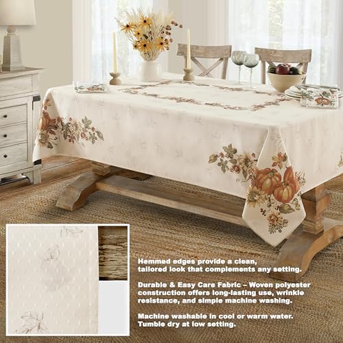 Lintex Thanksgiving Stockbridge Pumpkin Tablecloth 52 x 52 Inch Square
