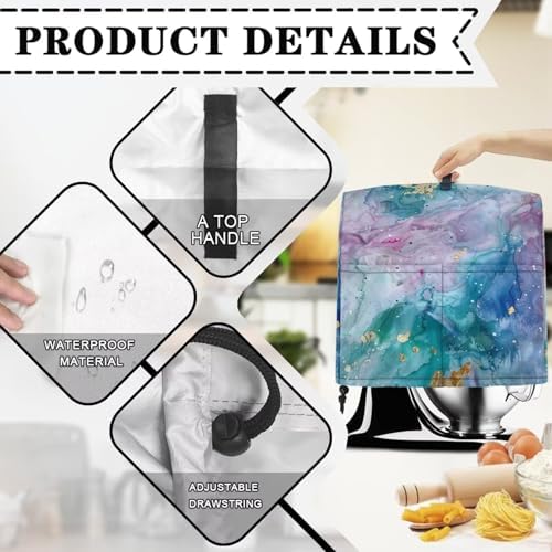 Marble Design Stand Mixer Cover for Kitchen Decor Waterproof Mixer Dust Cover Fits All Tilt Head & Bowl Lift Models Kitchen Aid Mixer Covers Protector