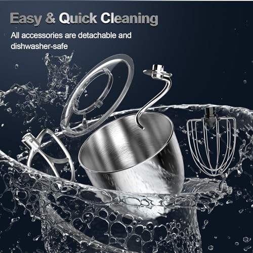Honinst Stand Mixer, 6.5QT 10-Speed Tilt-Head 3-IN-1 Electric Food Mixer