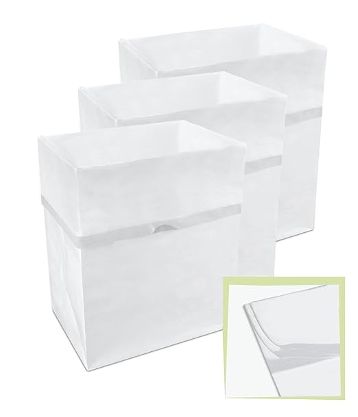 13 Gallon Disposable Pop-Up Trash Cans (3-Pack, Multi-Liner) with Fitted Bags – Foldable Garbage & Recycling Bins for Parties, Events & Kitchen (White, 17" H x 13.5" W x 10" D)