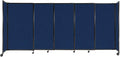 Versare Straightwall Sliding Portable Wall Partition | Freestanding Office Dividers | Locking Wheels | Temporary Room Separator | 11'3'' Wide x 5' Tall Navy Blue Fabric Panels